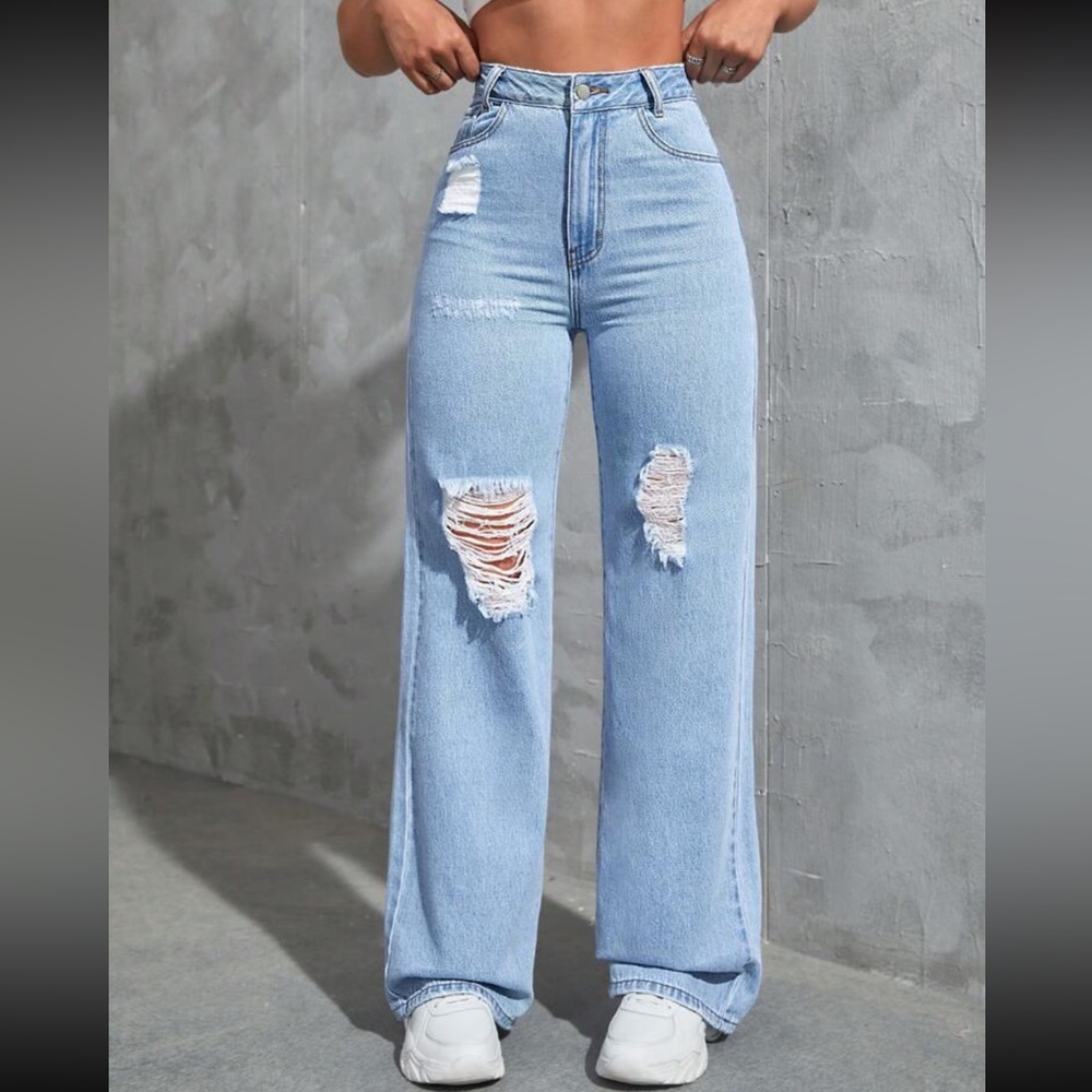 Ripped Wide Leg Jeans